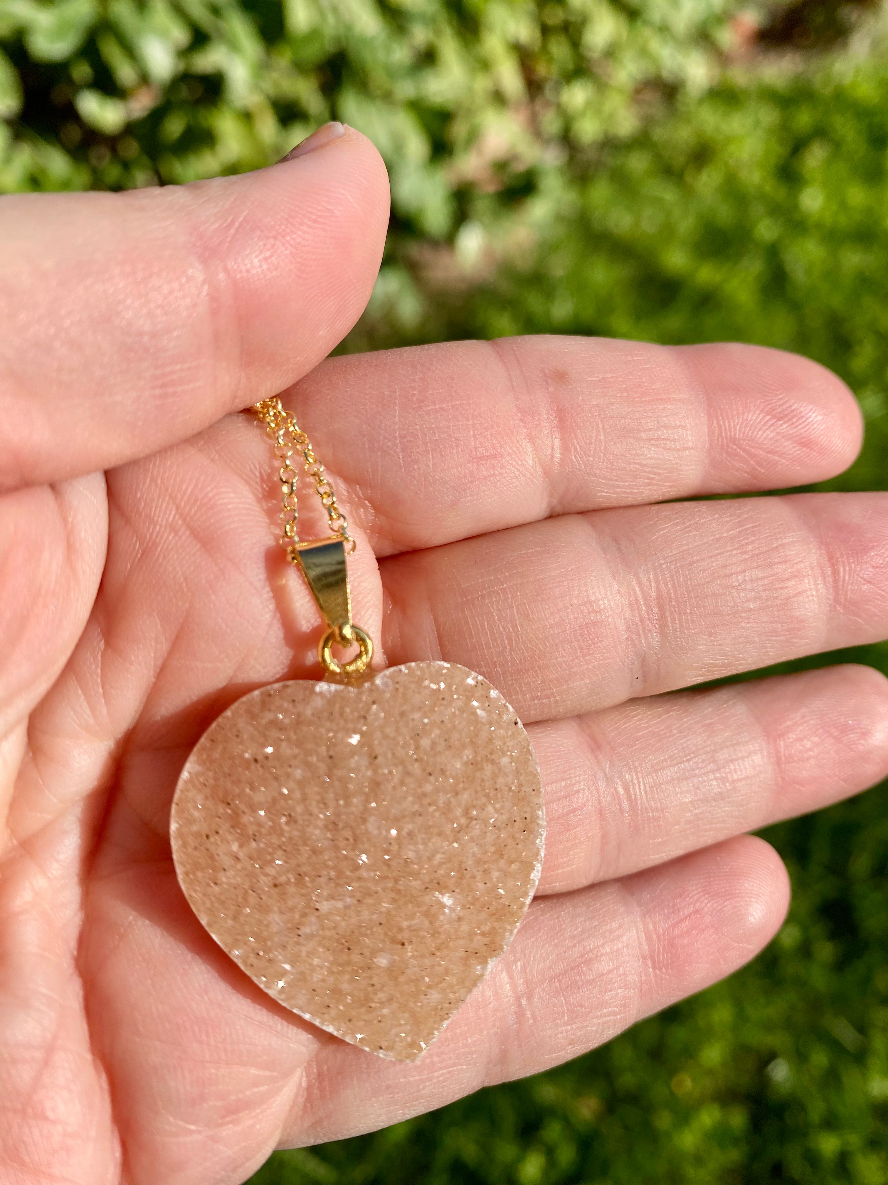 Ciondolo Cuore Agata Druzy – Stregadellemele Crystal Shop