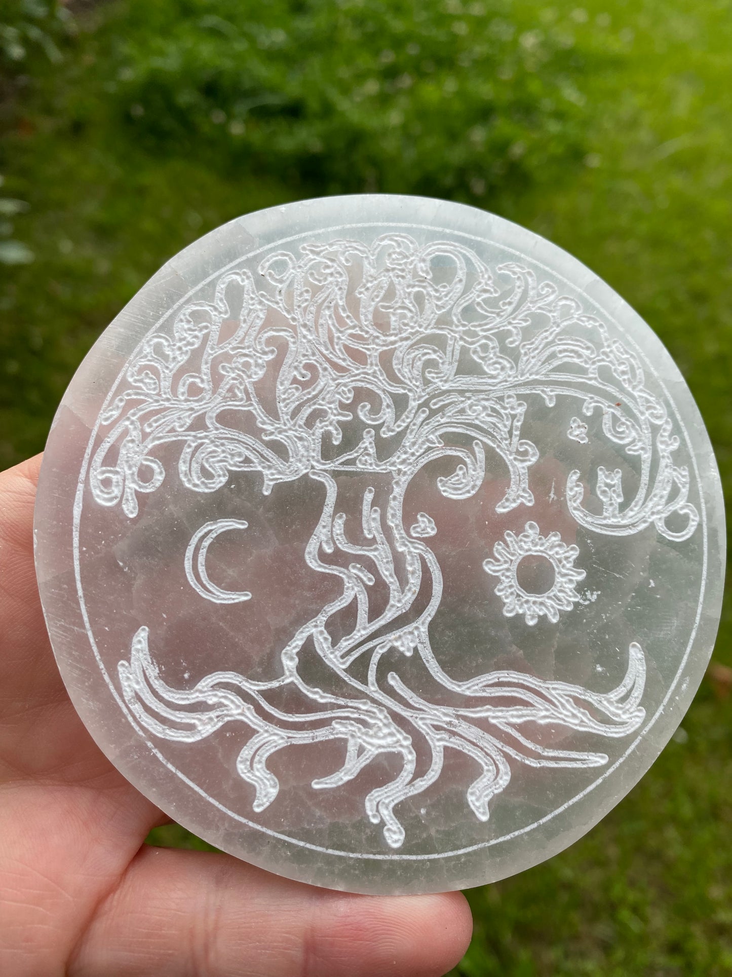 Piastra di Selenite Albero Sole Luna