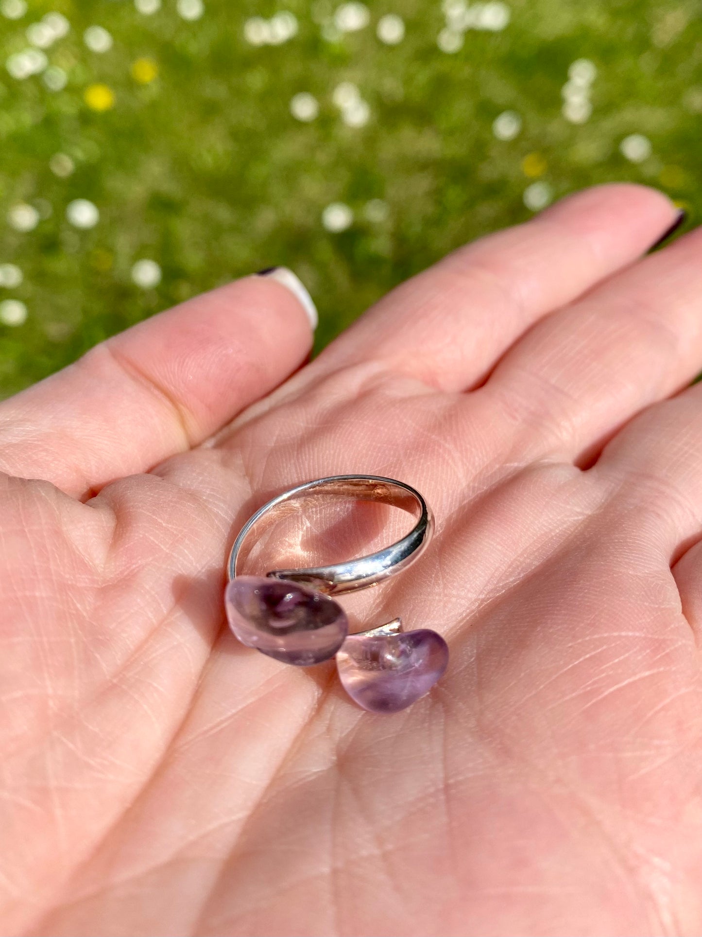 Anello Doppia Pietra Burattata