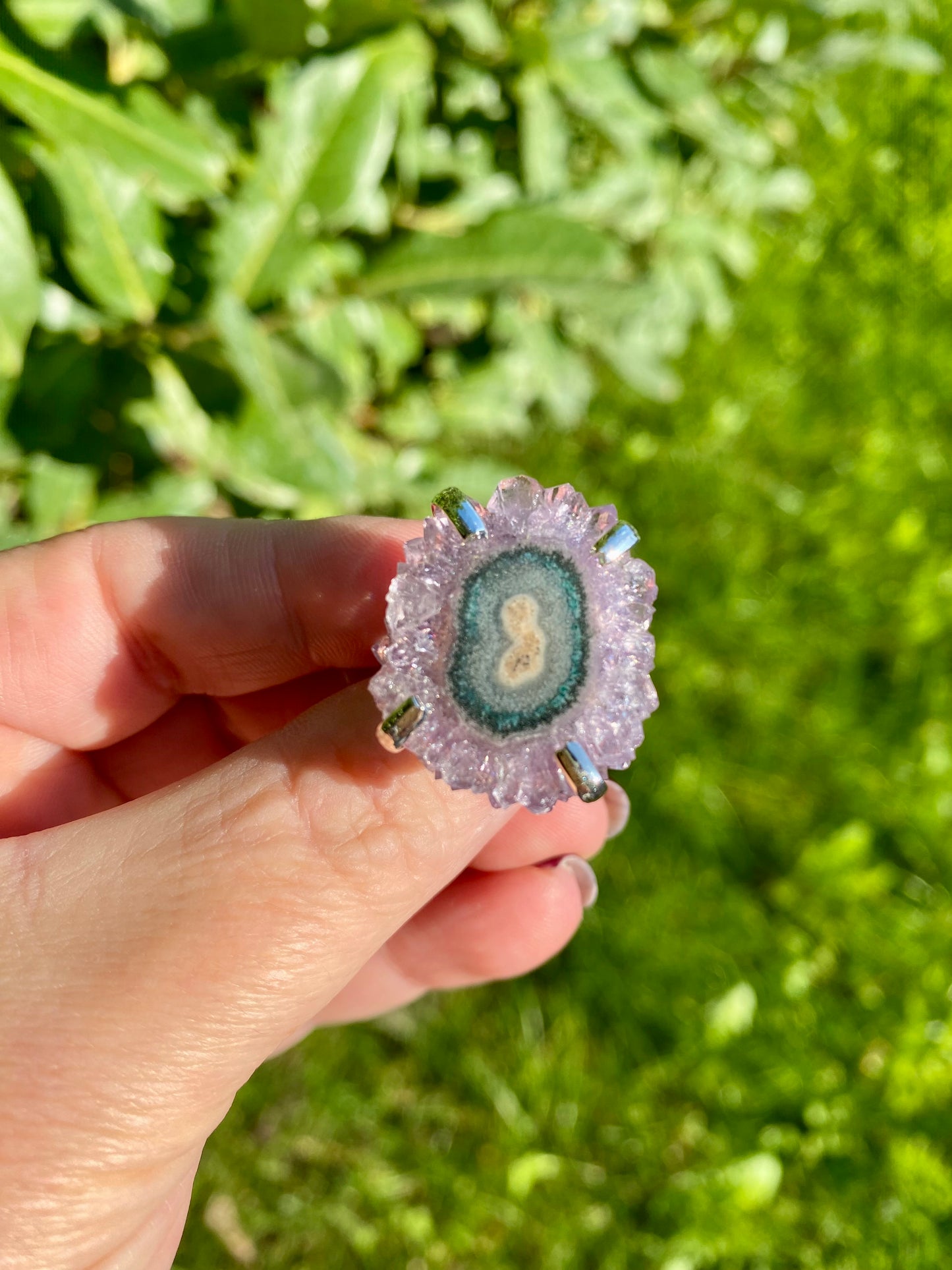 Anello Fetta Stalattite di Ametista