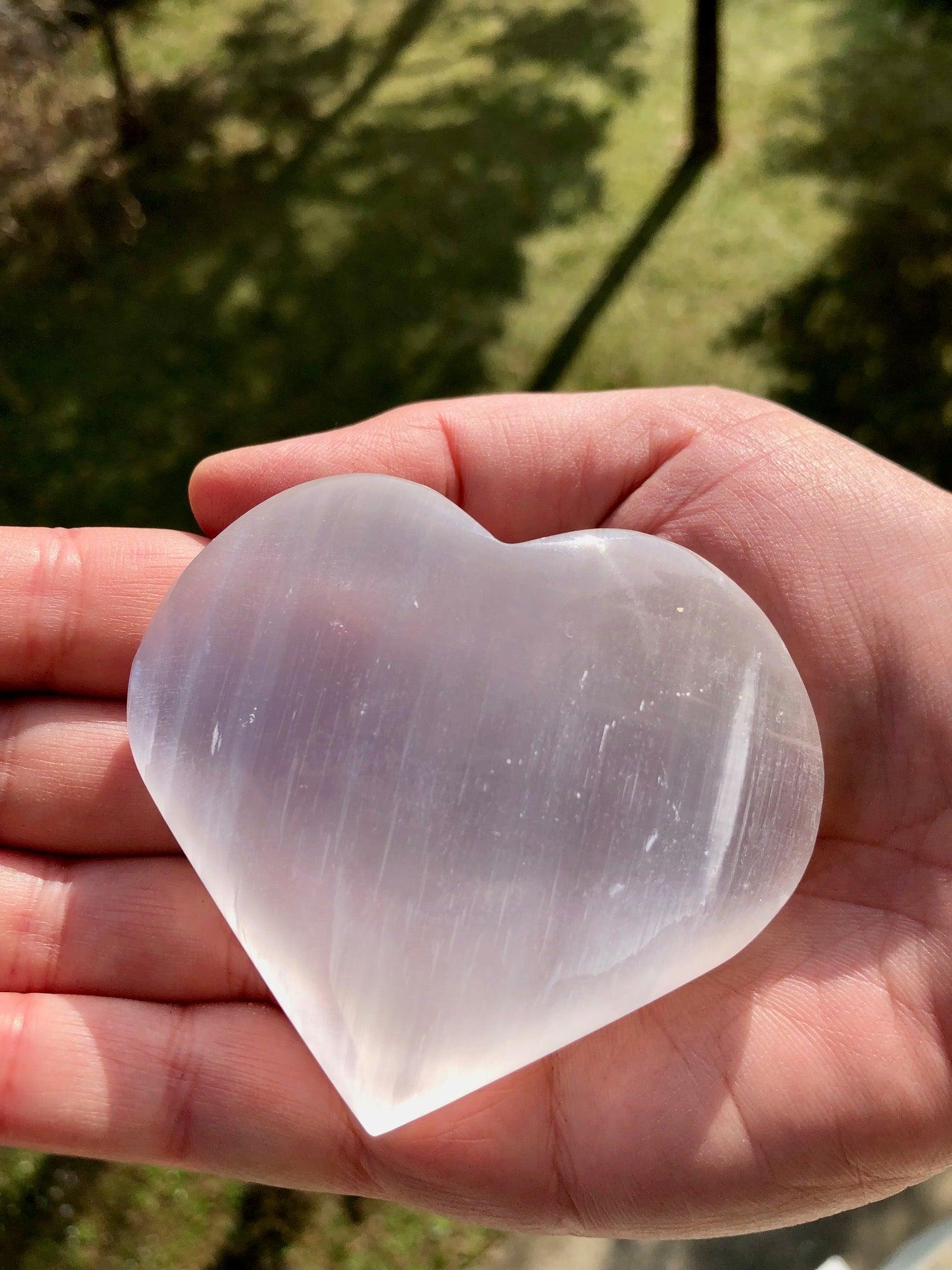 Pietra del sollievo a cuore - Selenite arancione