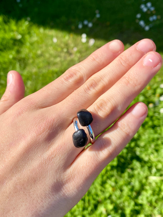 Anello Doppia Pietra Burattata