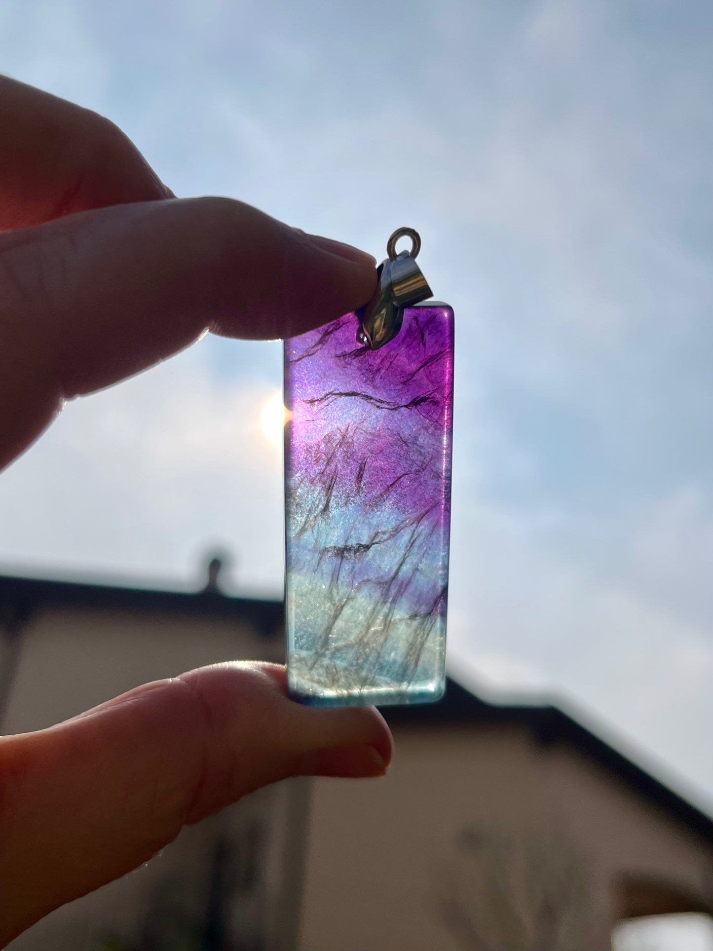 Ciondolo Piastra di Fluorite Arcobaleno