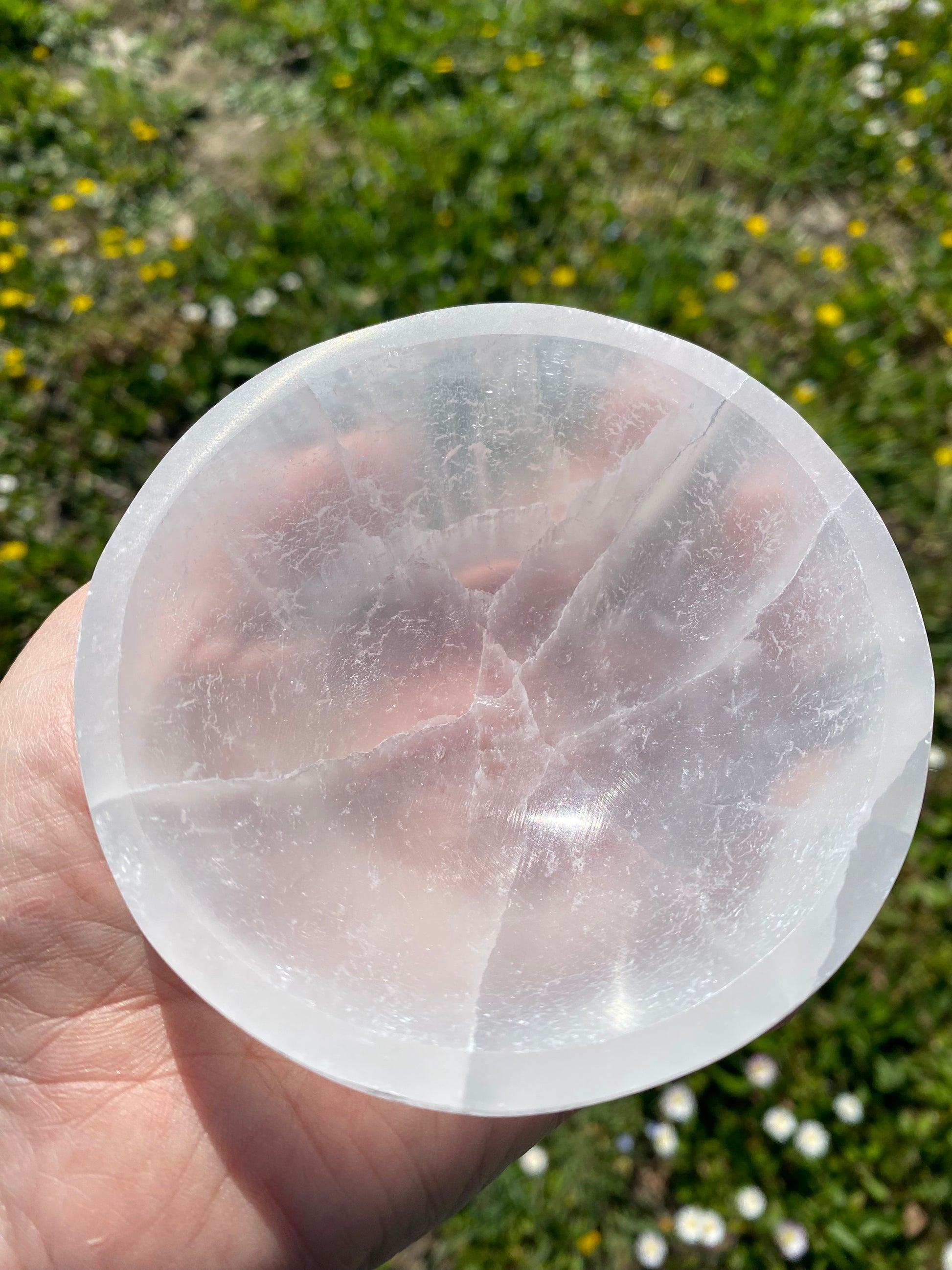 Ciotola Di Selenite Naturale 9,5cm | Ciotola Rotonda In Pietra Preziosa Per Decorazione E Meditazione - Foto 5